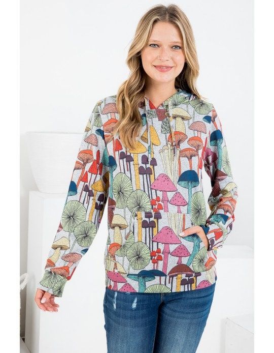 Mushroom Print Pullover