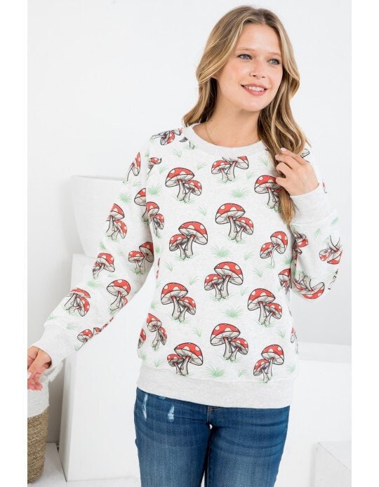Funky Mushroom Print Sweatshirt