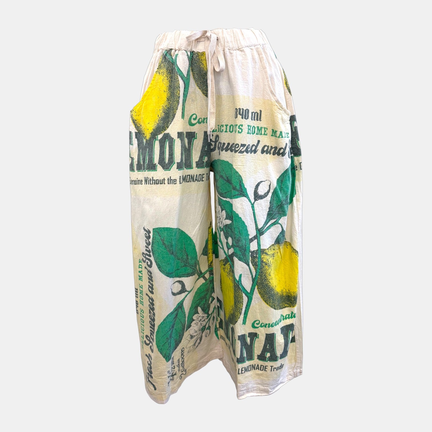 Lemon Feed Sack Print Wide Leg Pant