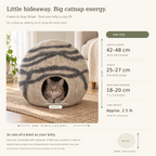 Cream & Gray Striped cat cave measurement guide