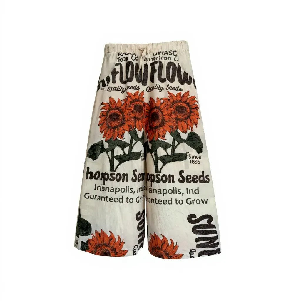 Sunflower Thompson Seeds Print Feed Sack Wide Leg Pant