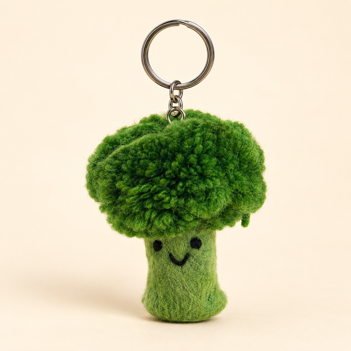 Handmade felt broccoli keychain