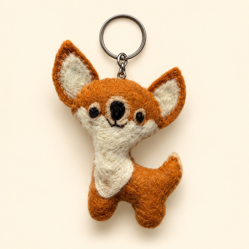 Handmade felt fox keychain