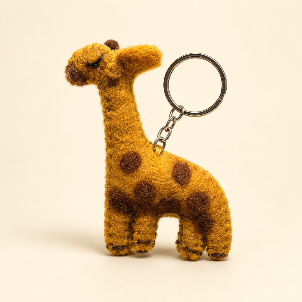Handmade felt giraffe keychain