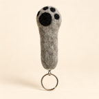 Handmade felt gray paw keychain