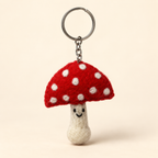 Handmade felt mushroom keychain