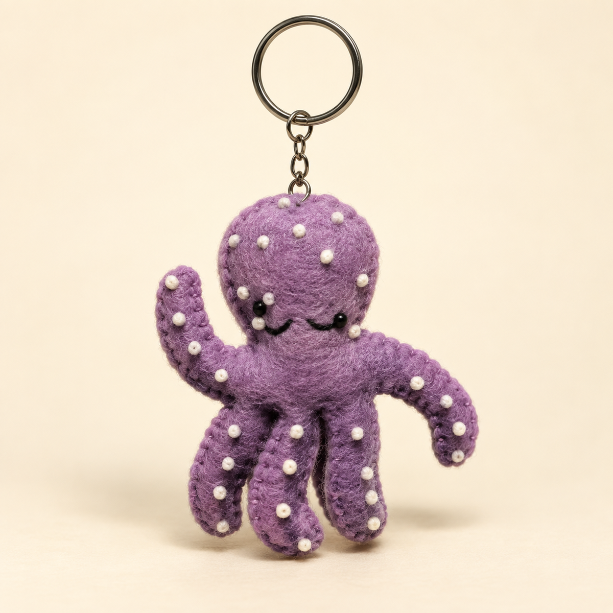 Handmade felt octopus keychain