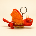 Handmade felt orange dragon keychain