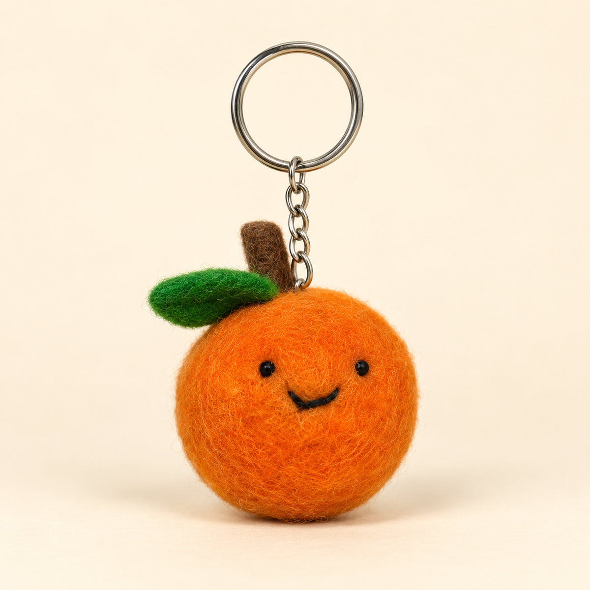 Handmade felt orange keychain