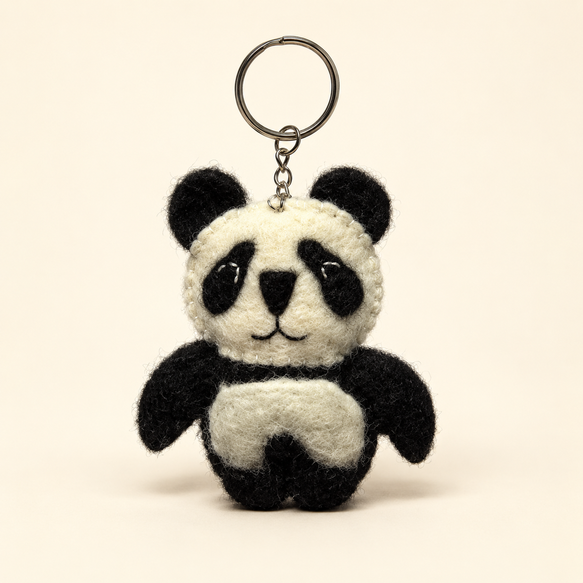 Handmade felt panda keychain