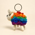Handmade felt rainbow sheep keychain