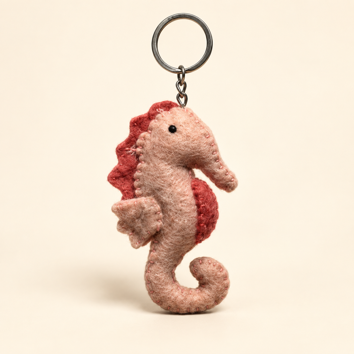 Handmade felt seahorse keychain