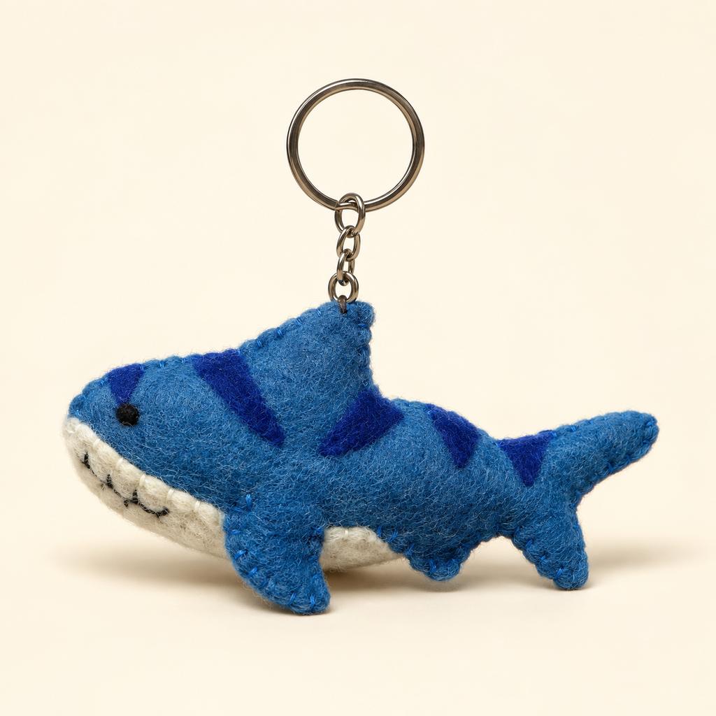 Handmade felt shark keychain