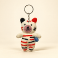 Handmade felt striped paw white keychain
