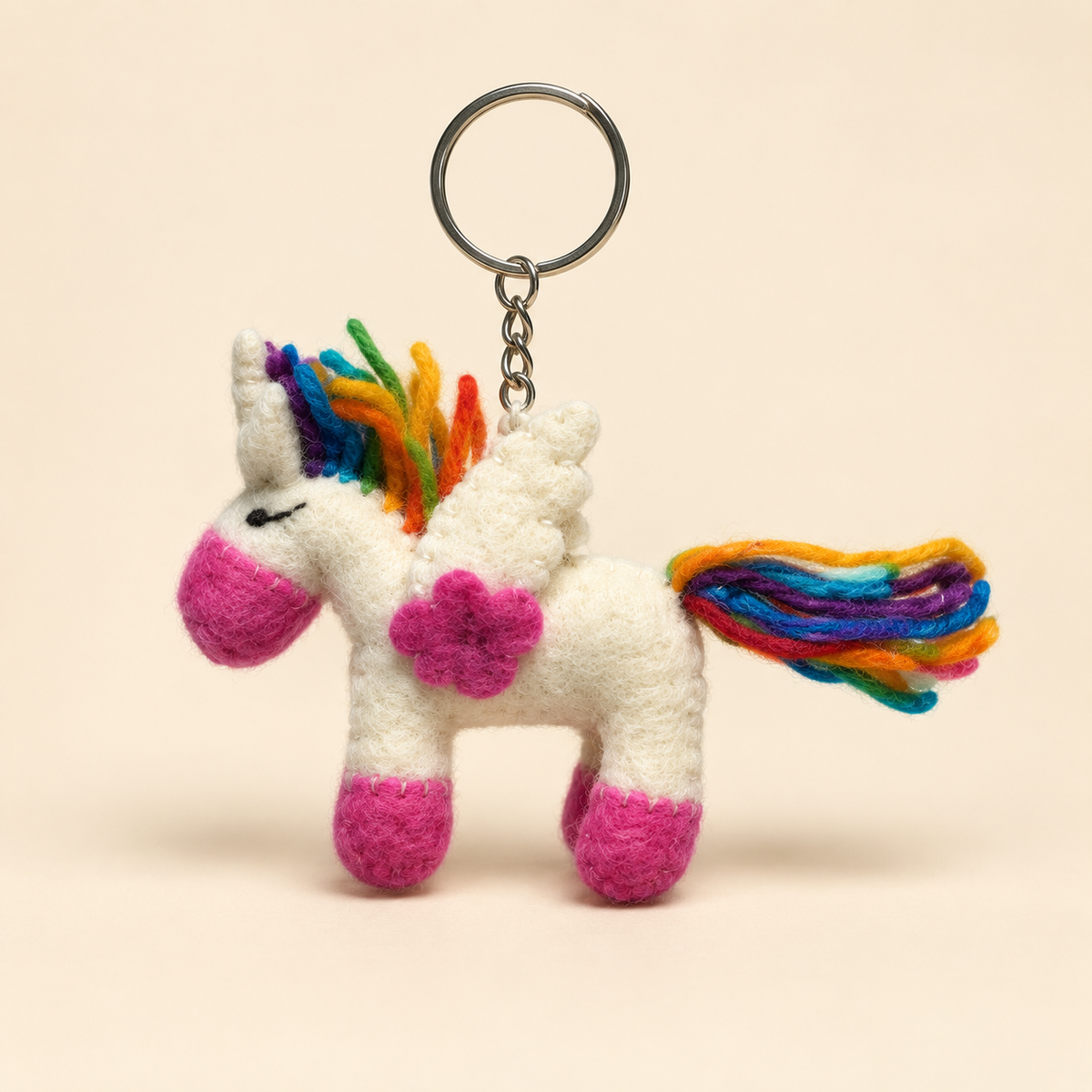 Handmade felt unicorn keychain