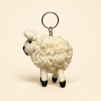 Handmade felt white sheep keychain