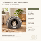 Gray & White Striped cat cave measurement guide