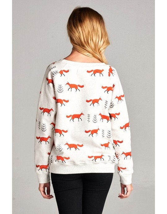 Holiday Sweatshirt Gift Foxy & Free: Fleece Sweatshirt with Playful All-Over Fox Print