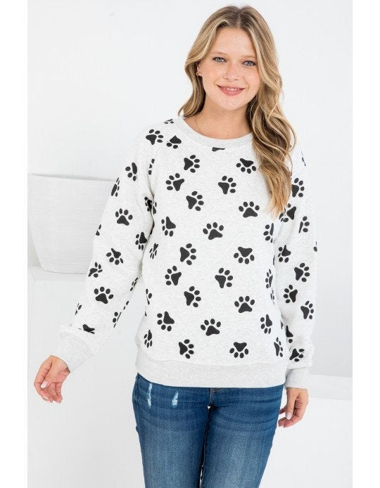 Paw Print Fleece Sweatshirt: Cozy Dog Lover Gift