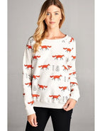 Holiday Sweatshirt Gift Foxy & Free: Fleece Sweatshirt with Playful All-Over Fox Print