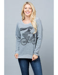 Bunny on Bike Sweatshirt: Women's Fleece Crewneck, Easter Gift