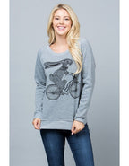 Bunny on Bike Sweatshirt: Women's Fleece Crewneck, Easter Gift