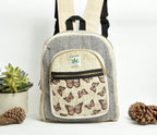 Hemp Butterfly Backpack: Eco-Friendly Small Rucksack, Nature Lover Gift