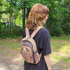 Rusty Hemp Backpack – Fair Trade Vegan Bag, Medium (13"x12") Brown and Green Colors Available