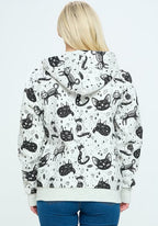 Cat Print Fleece Hoodie: Cat Mom Gift