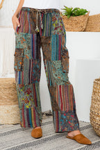100% Cotton Mushroom Patchwork Pant with 5 Pockets | Unisex Cargo Pants | S/M, M/L | Made in Nepal