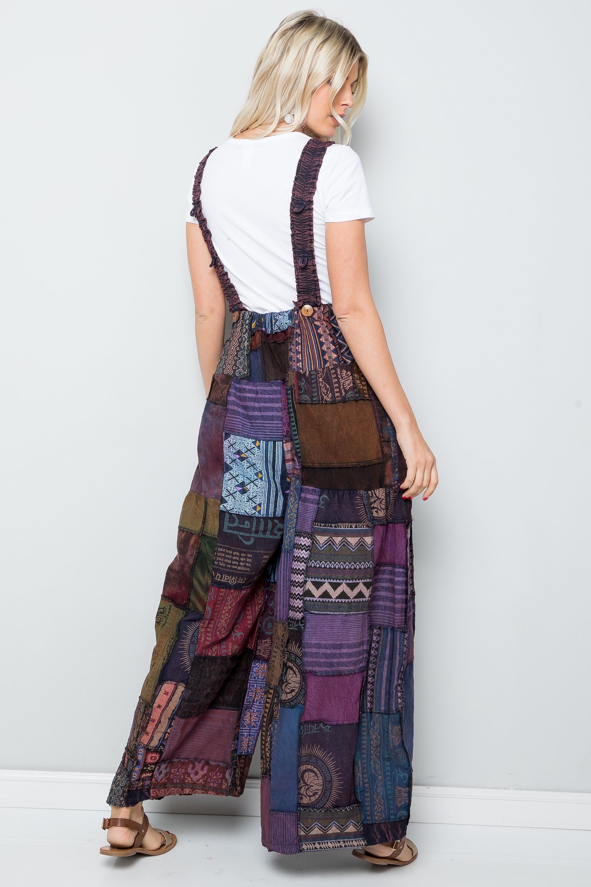 Patchwork Cotton Overalls | One Size, Adjustable Lengths