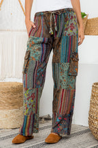 100% Cotton Mushroom Patchwork Pant with 5 Pockets | Unisex Cargo Pants | S/M, M/L | Made in Nepal