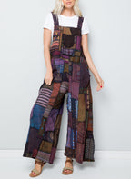 Patchwork Cotton Overalls | One Size, Adjustable Lengths