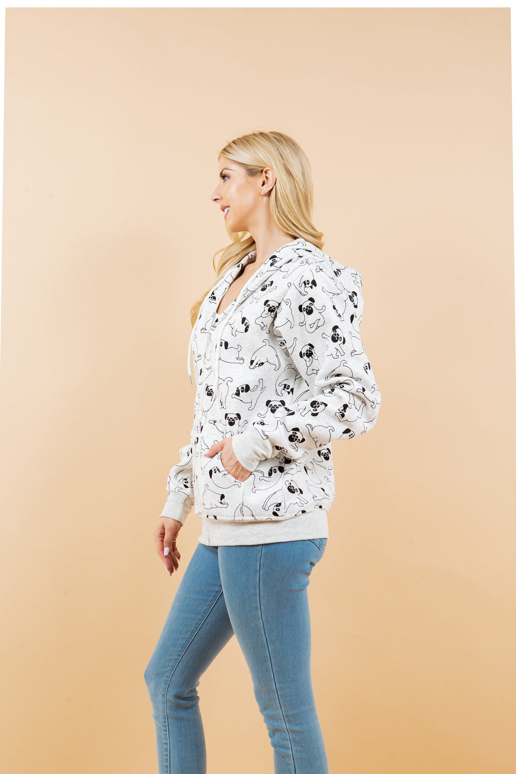Yoga Dog Print Fleece Hoodie - Cozy Dog Mom Gift