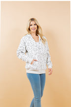 Yoga Cat Print Hoodie: Cotton-Blend Fleece Jacket
