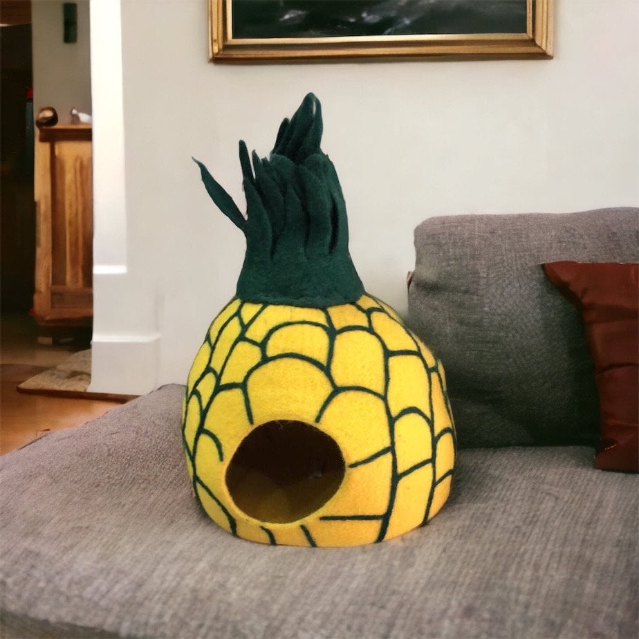 Premium Cat Cave/Bed - Soft Merino Wool, Cozy Round Design Felt - Modern Pet Bed - Wool Cat Bed - Handmade Cat Cave - Free Shipping