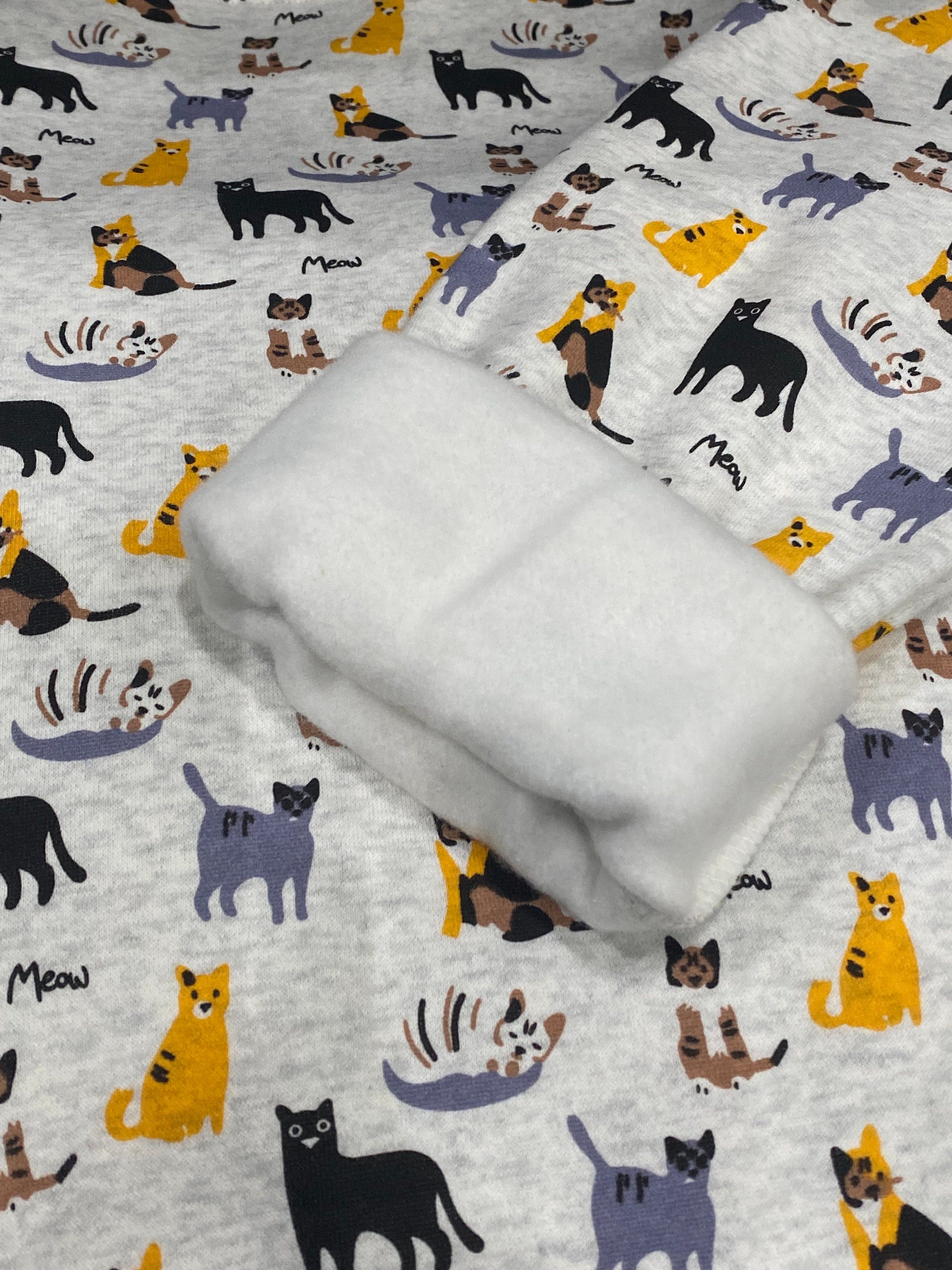 Purrfectly Pawsome: Fleece Sweatshirt with Vibrant All-Over Cat Print, Holiday Sweatshirt Gift