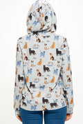 Purrfectly Playful: Lightweight Zip-Up Hoodie with Multicolor Cat Design S-3XL