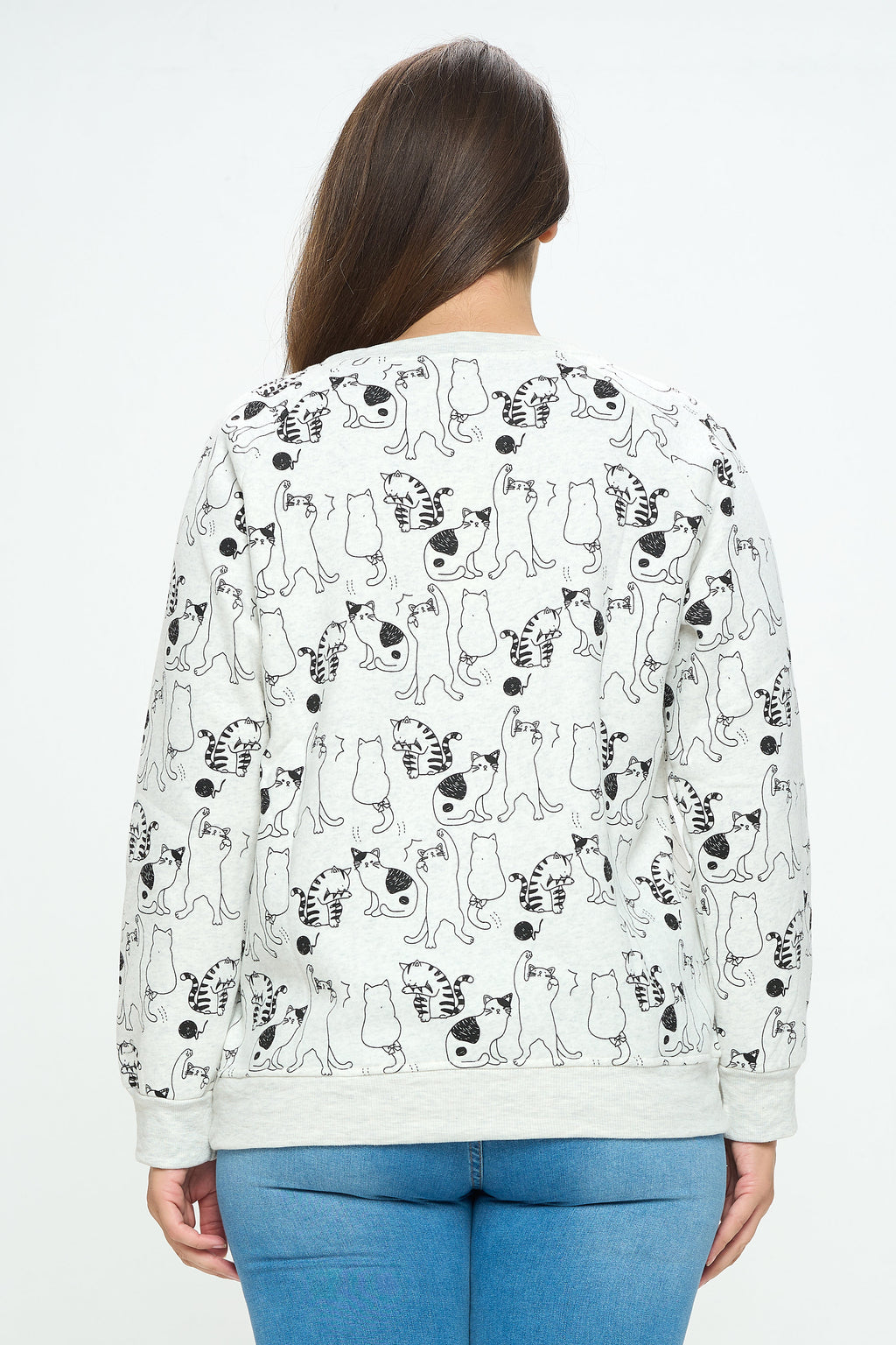 Dancing Cat Print Sweatshirt: Soft Fleece Pullover