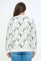 Dancing Cat Print Sweatshirt: Soft Fleece Pullover