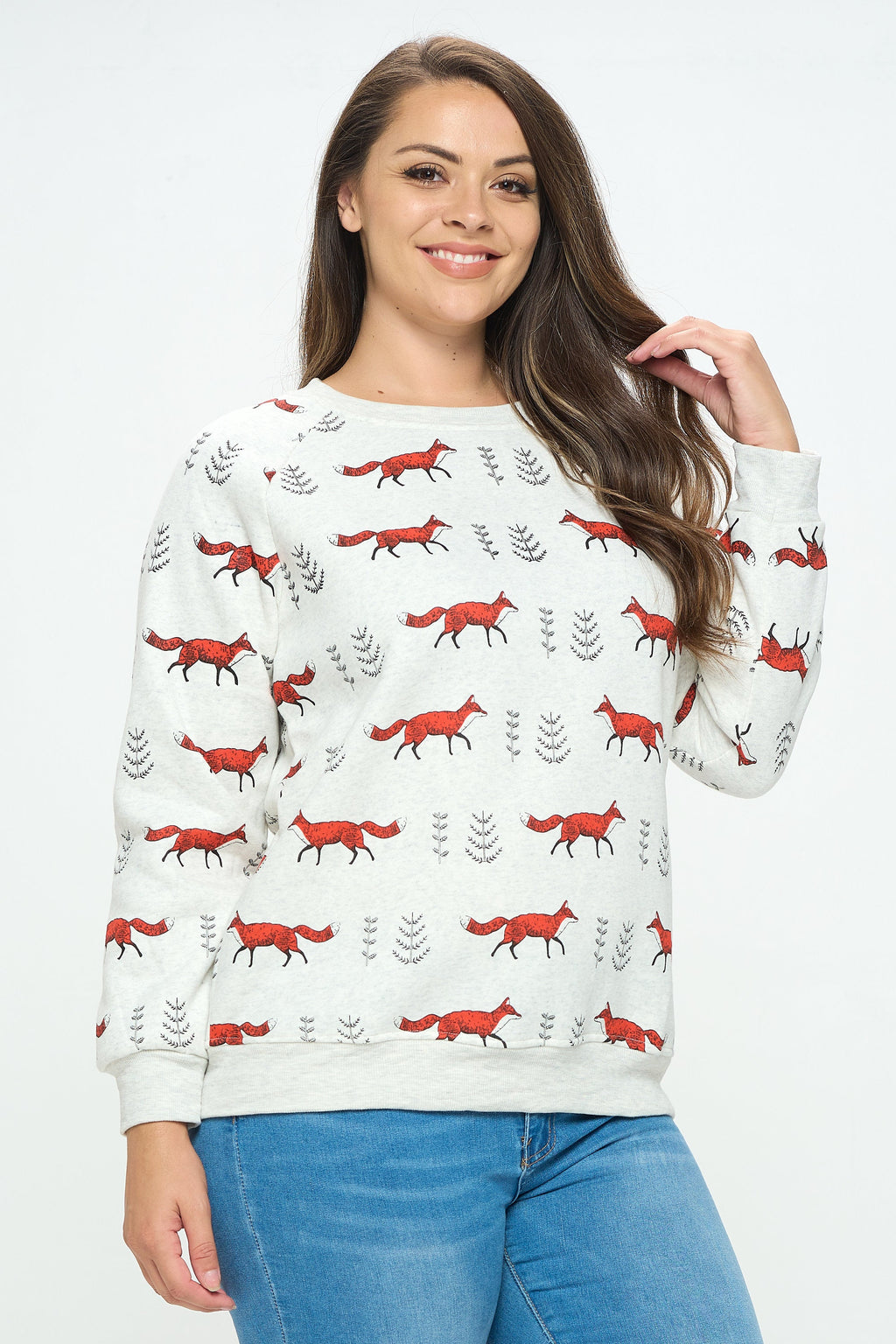 Holiday Sweatshirt Gift Foxy & Free: Fleece Sweatshirt with Playful All-Over Fox Print