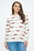 Holiday Sweatshirt Gift Foxy & Free: Fleece Sweatshirt with Playful All-Over Fox Print