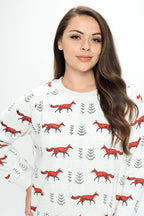 Holiday Sweatshirt Gift Foxy & Free: Fleece Sweatshirt with Playful All-Over Fox Print