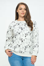 Dancing Cat Print Sweatshirt: Soft Fleece Pullover