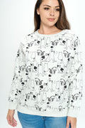 Dancing Cat Print Sweatshirt: Soft Fleece Pullover
