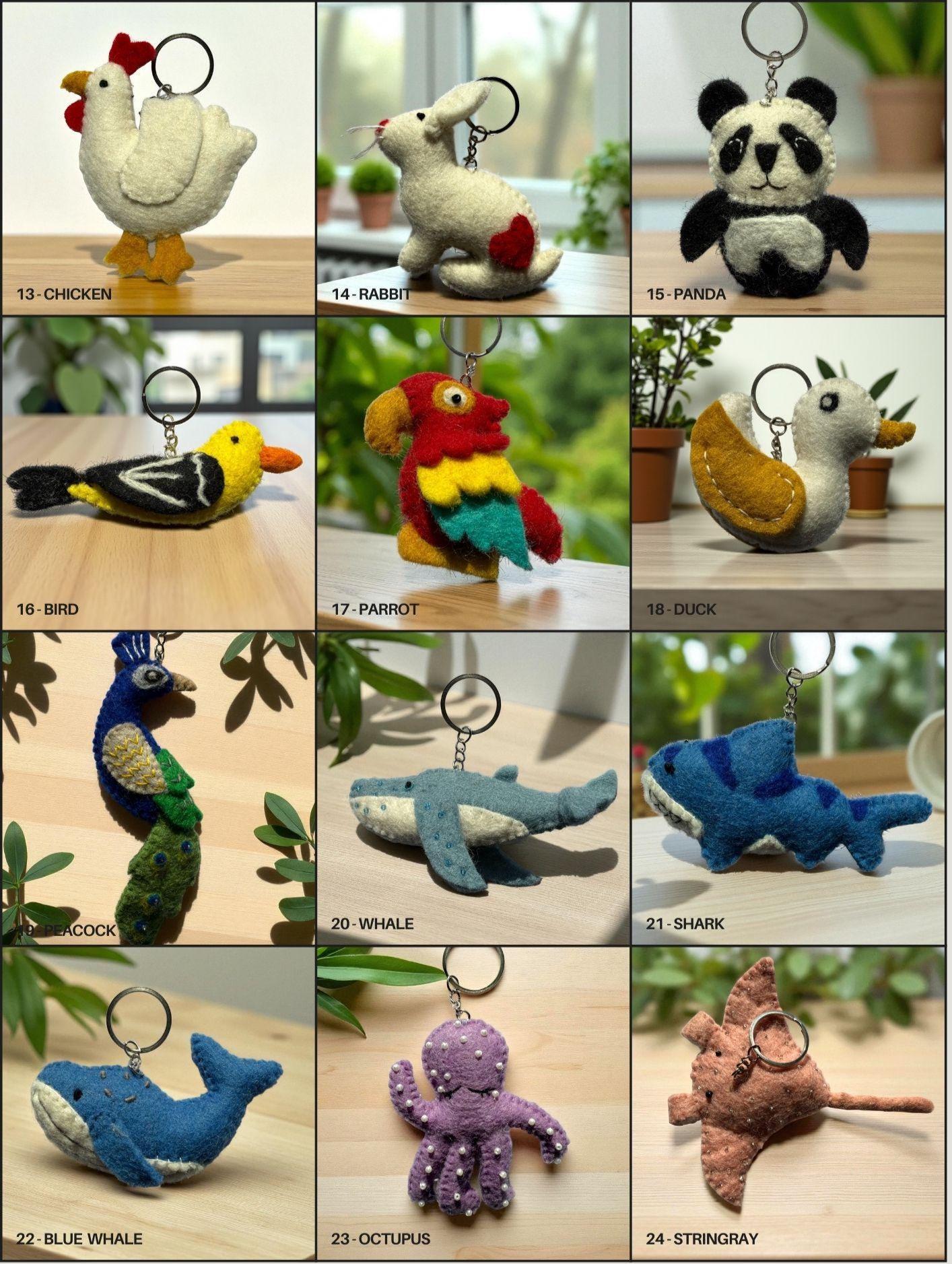 Handmade Felt Wool Keychain: Nepal Craft Bag Charm