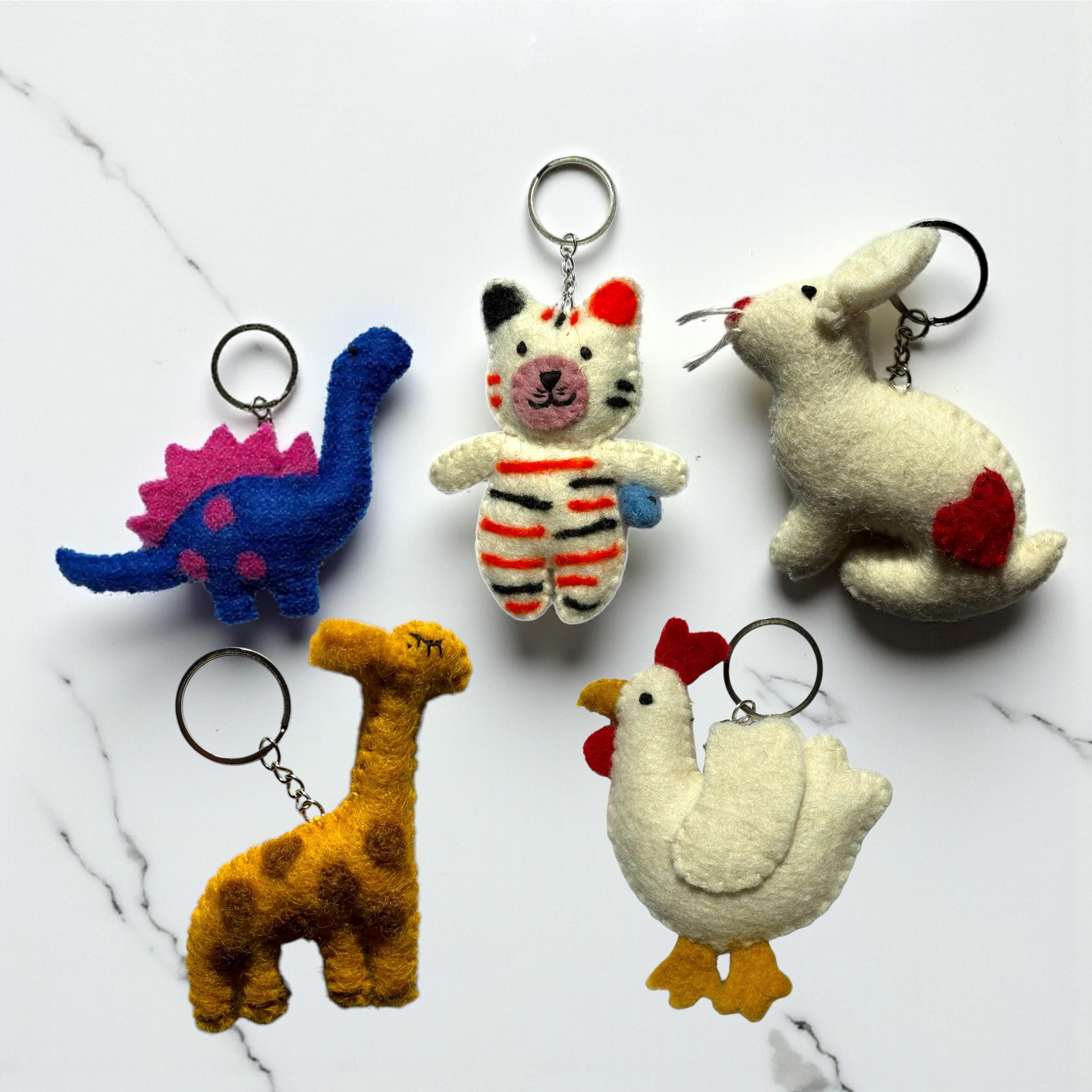 Handmade Felt Wool Keychain: Nepal Craft Bag Charm