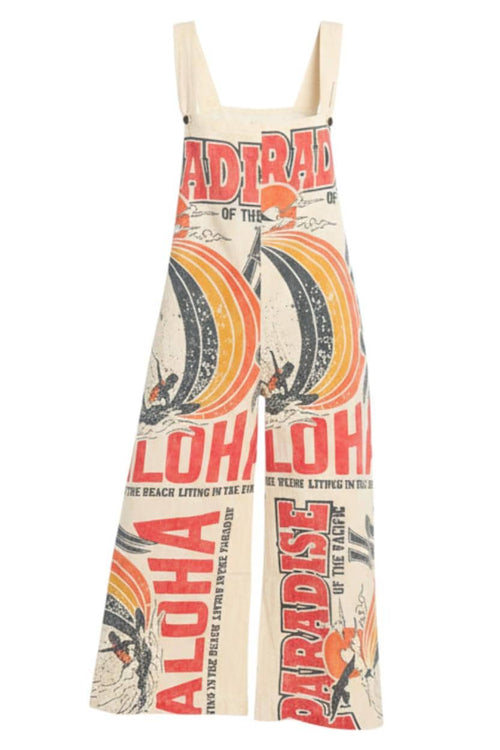 Aloha Paradise Vintage FeedSack Print Cotton Overalls - 100% Cotton - Two Sizes Available