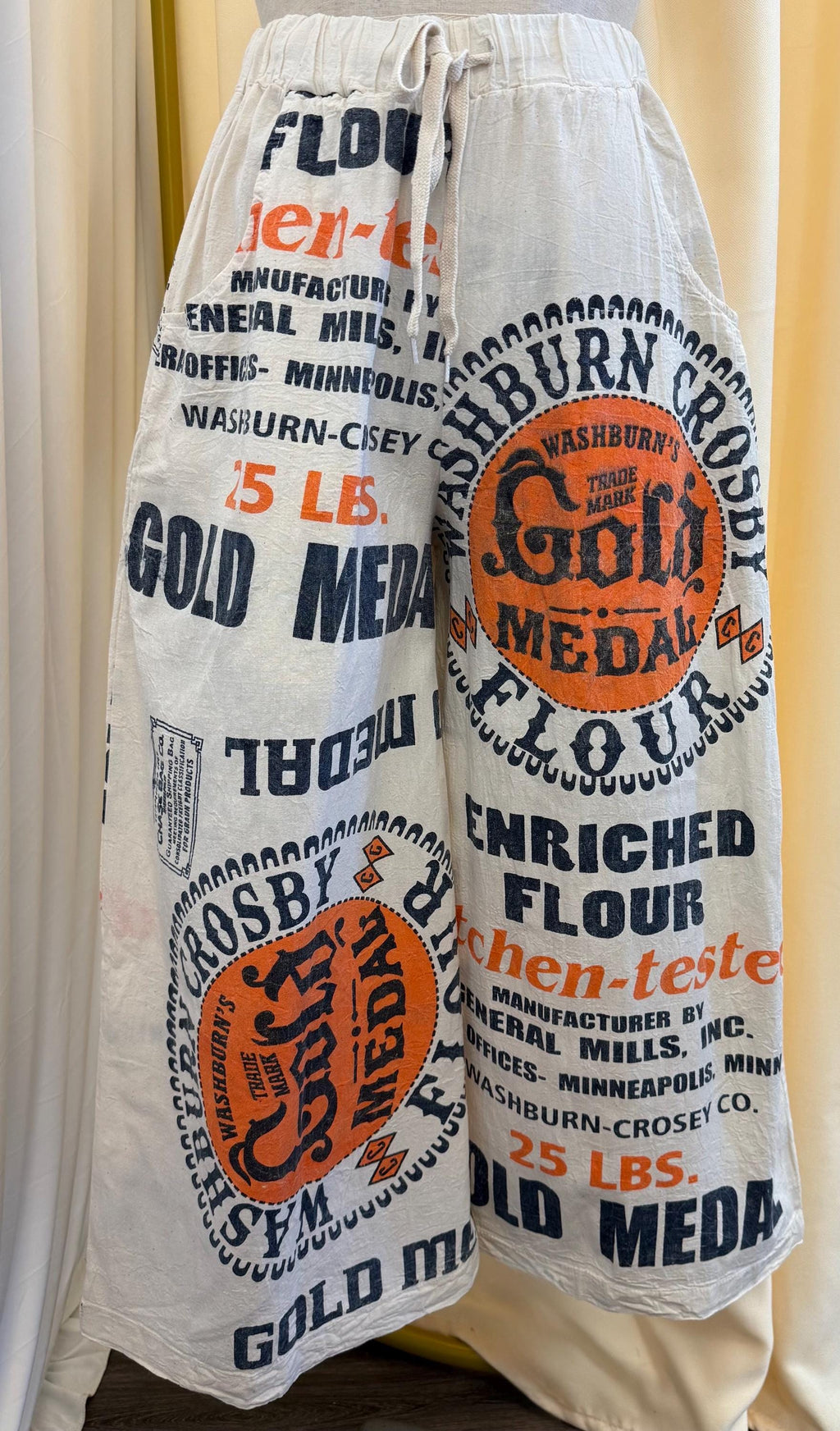 Gold Medal Flour Vintage Sack Print Cotton Wide-Leg - 100% Cotton - One Size