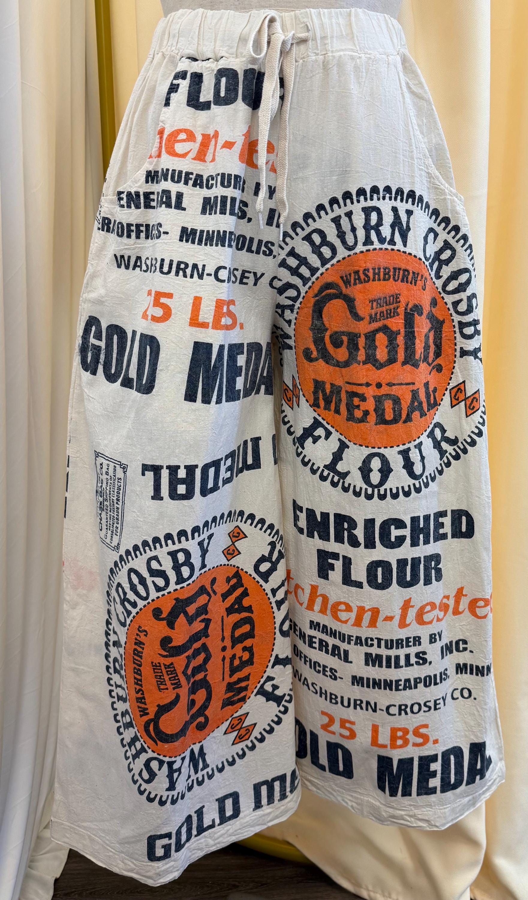 Gold Medal Flour Vintage Sack Print Cotton Wide-Leg - 100% Cotton - One Size